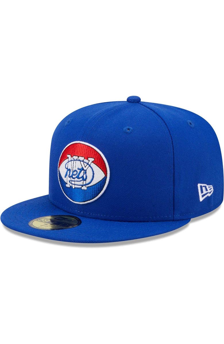 New Era Men's New Era Blue New York Nets Hardwood Classics Jersey Hook Classic 59FIFTY Fitted Hat, Alternate, color, 