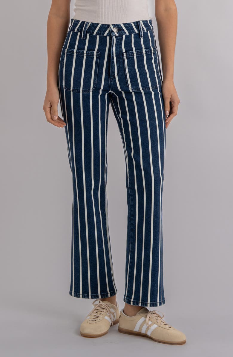 KUT from the Kloth Kelsey High Waist Kick Flare Jeans, Main, color, Indigo/ White