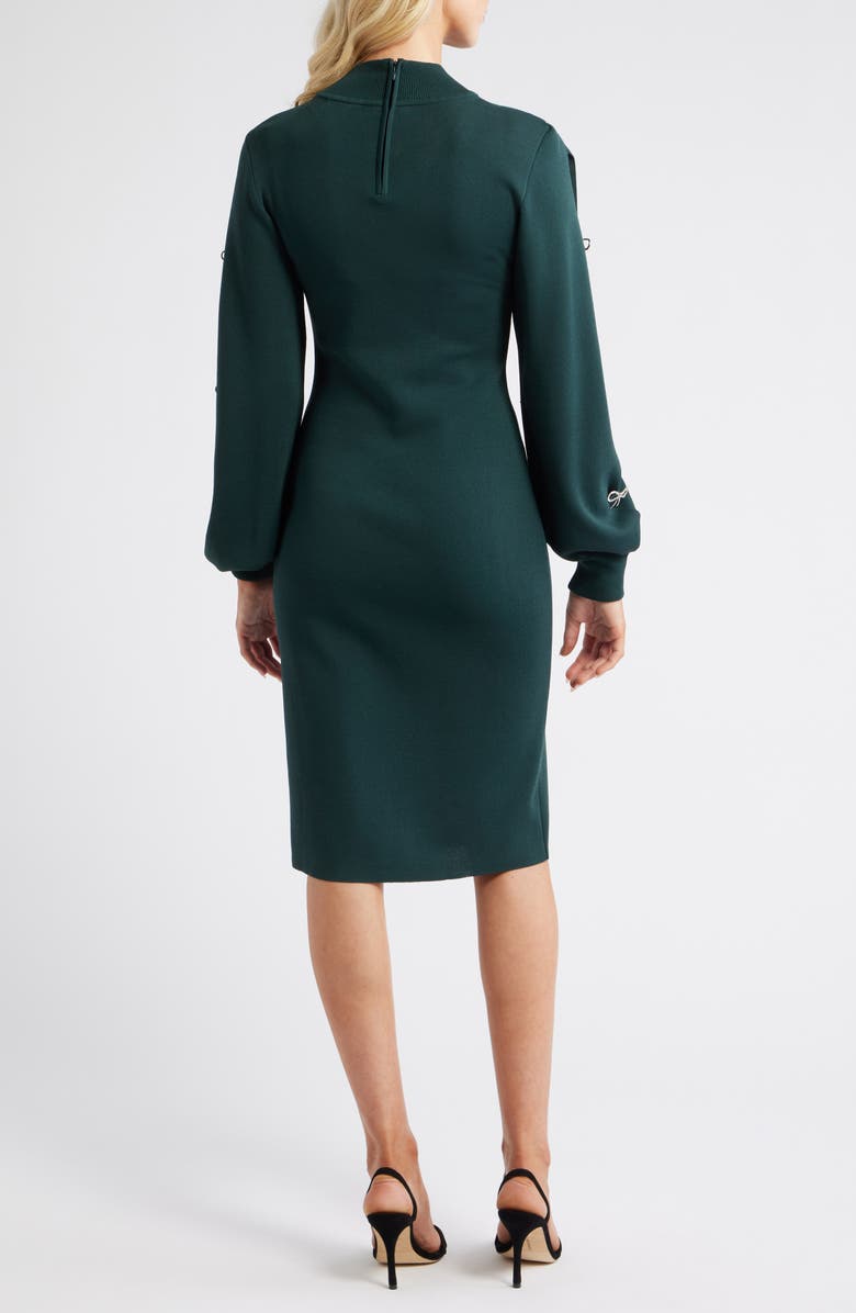 Eliza J Long Sleeve Sweater Dress, Alternate, color, Hunter
