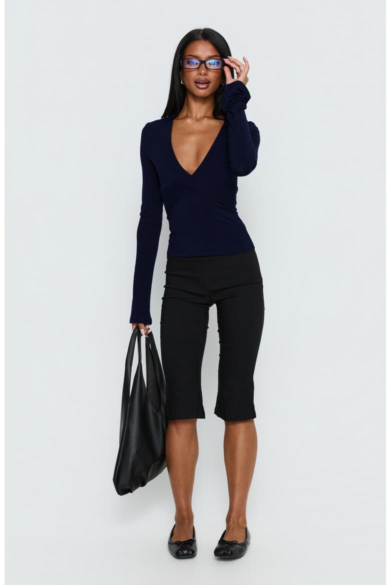 Madelon Wrap Long Sleeve Top, Alternate, color, NAVY
