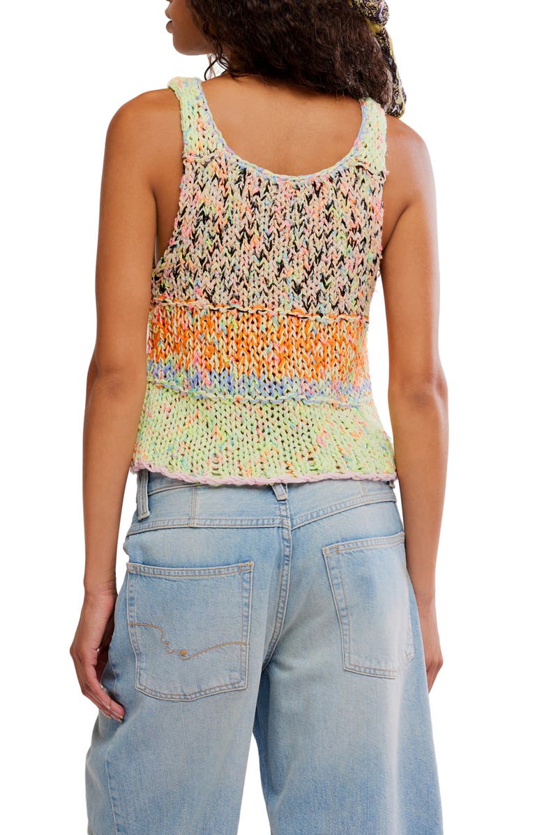 Free People Flea Market Crop Marled Cotton Blend Sweater, Alternate, color, Green Combo
