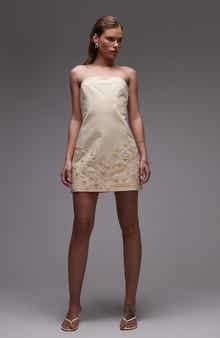 Embroidered Strapless Minidress