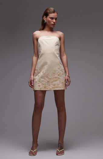 Topshop Embroidered Strapless Minidress