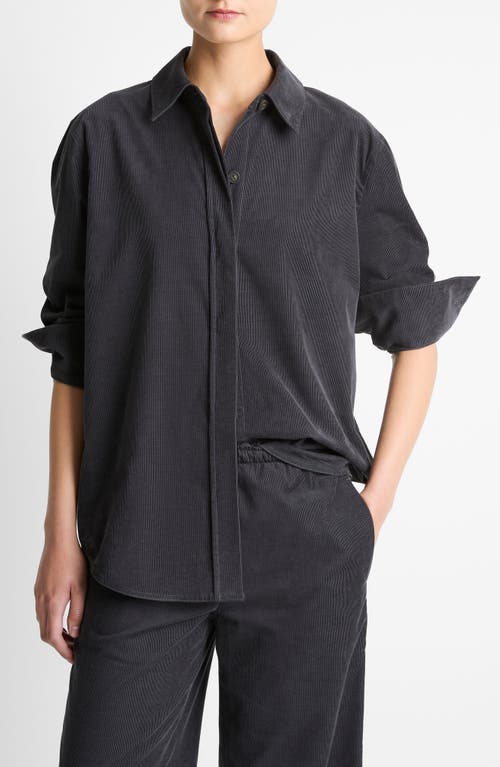 Vince Oversize Corduroy Cotton Blouse In Gray