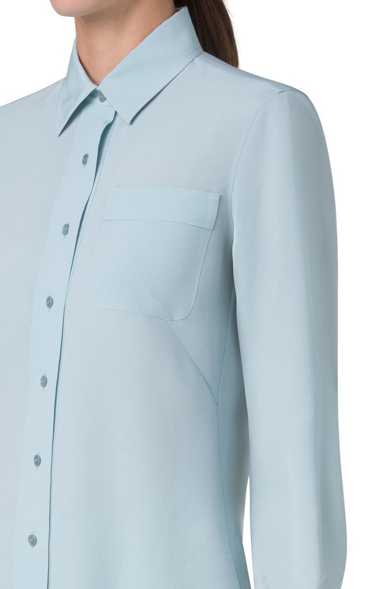 Akris Silk Crepe Button-Up Shirt, Alternate, color, 