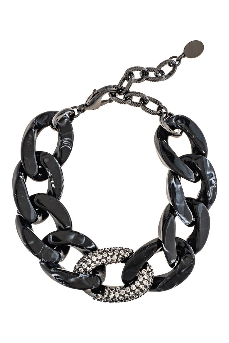 Acrylic Pavé Link Bracelet, Main, color, BLACK