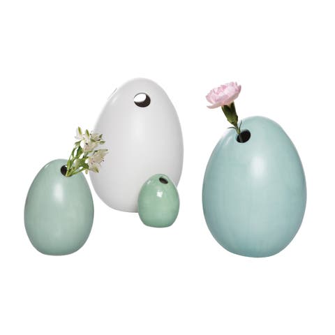 Ceramic Egg Vases Set of 4 Multicolored for Floral Display and Home Decor