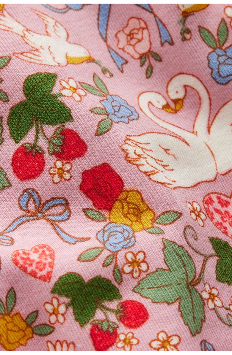 Mini Boden Kids' Print Fitted Two-Piece Pajamas, Alternate, color, Pink Swan