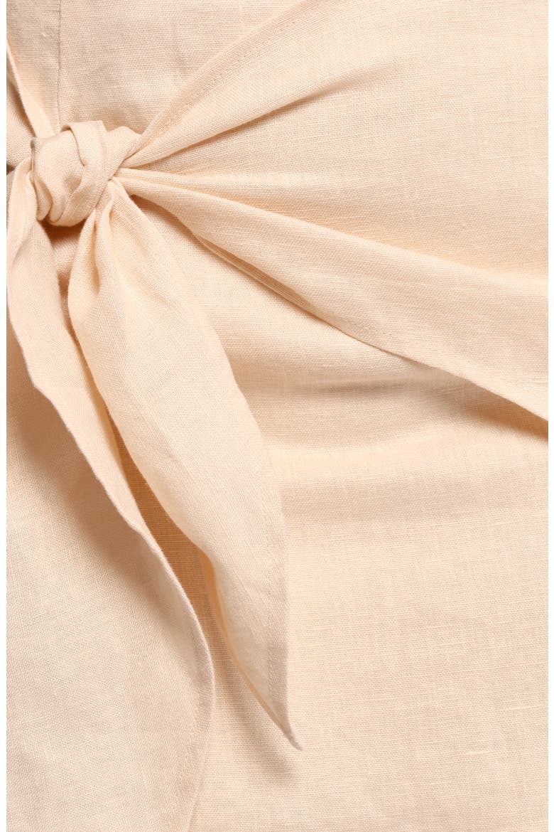 Astin Side Tie Linen Miniskirt, Alternate, color, OATMEAL