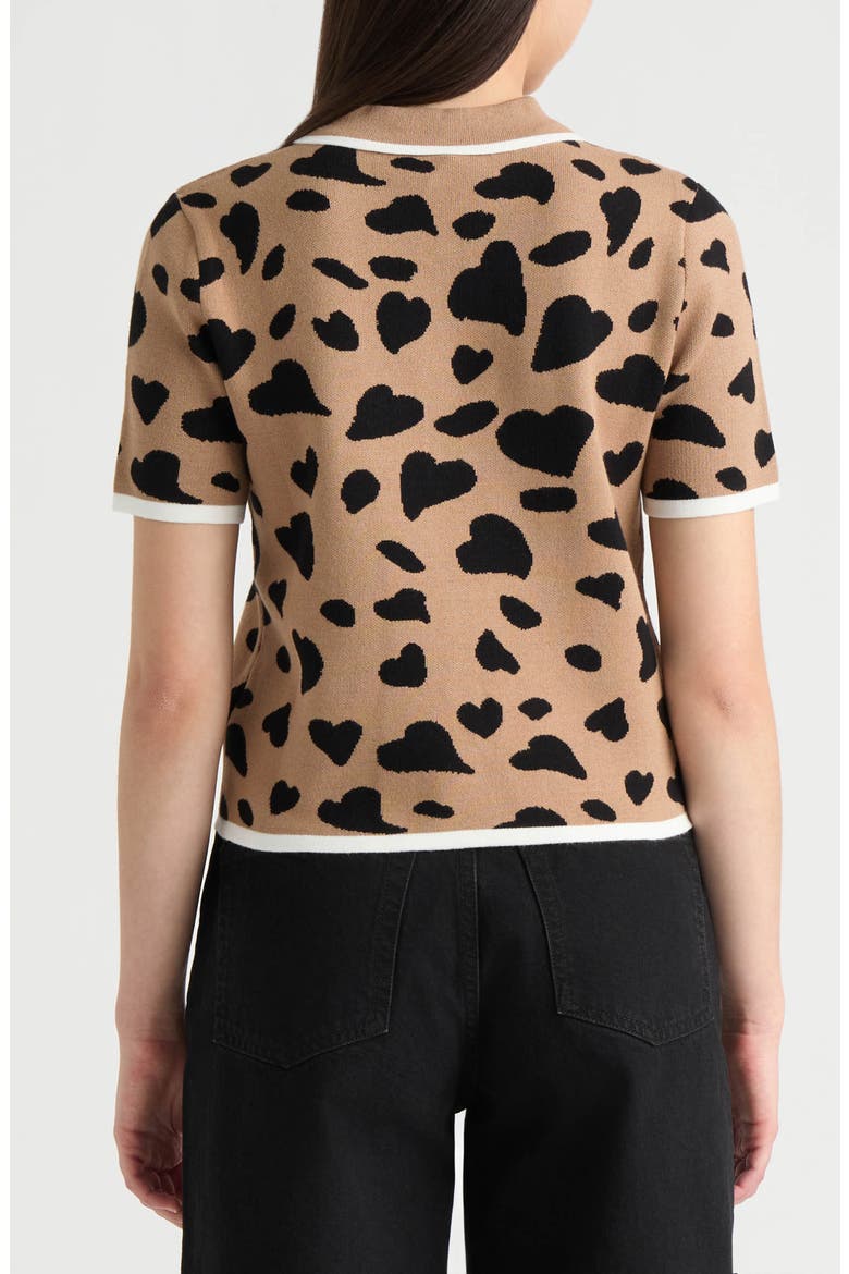Jacquard Polo Sweater, Alternate, color, CAMEL LEOPARD