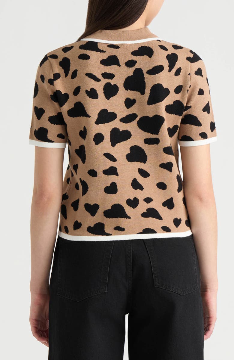 NVLT Jacquard Polo Sweater, Alternate, color, Camel Leopard