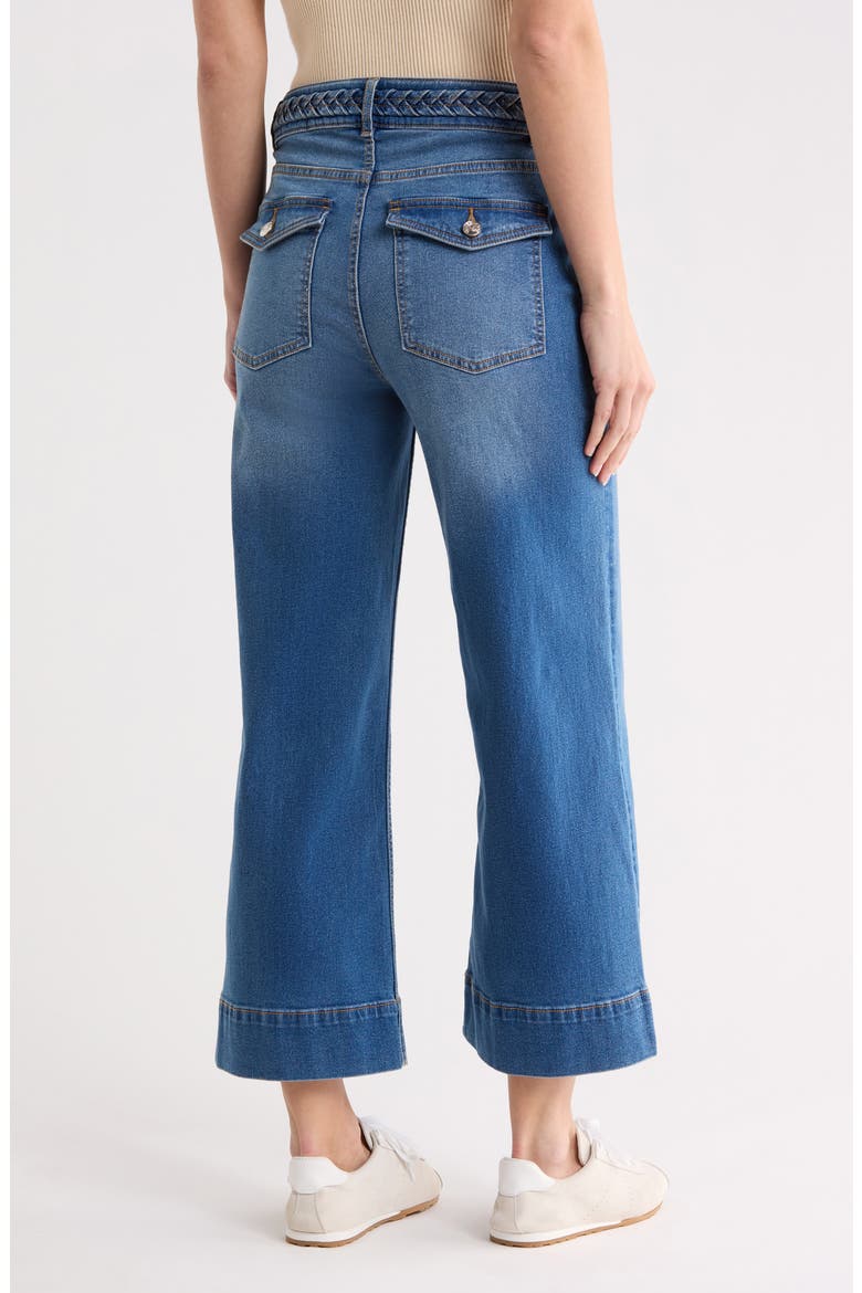 Dylan Braid Waist Wide Leg Jeans, Alternate, color, MEDIUM WASH