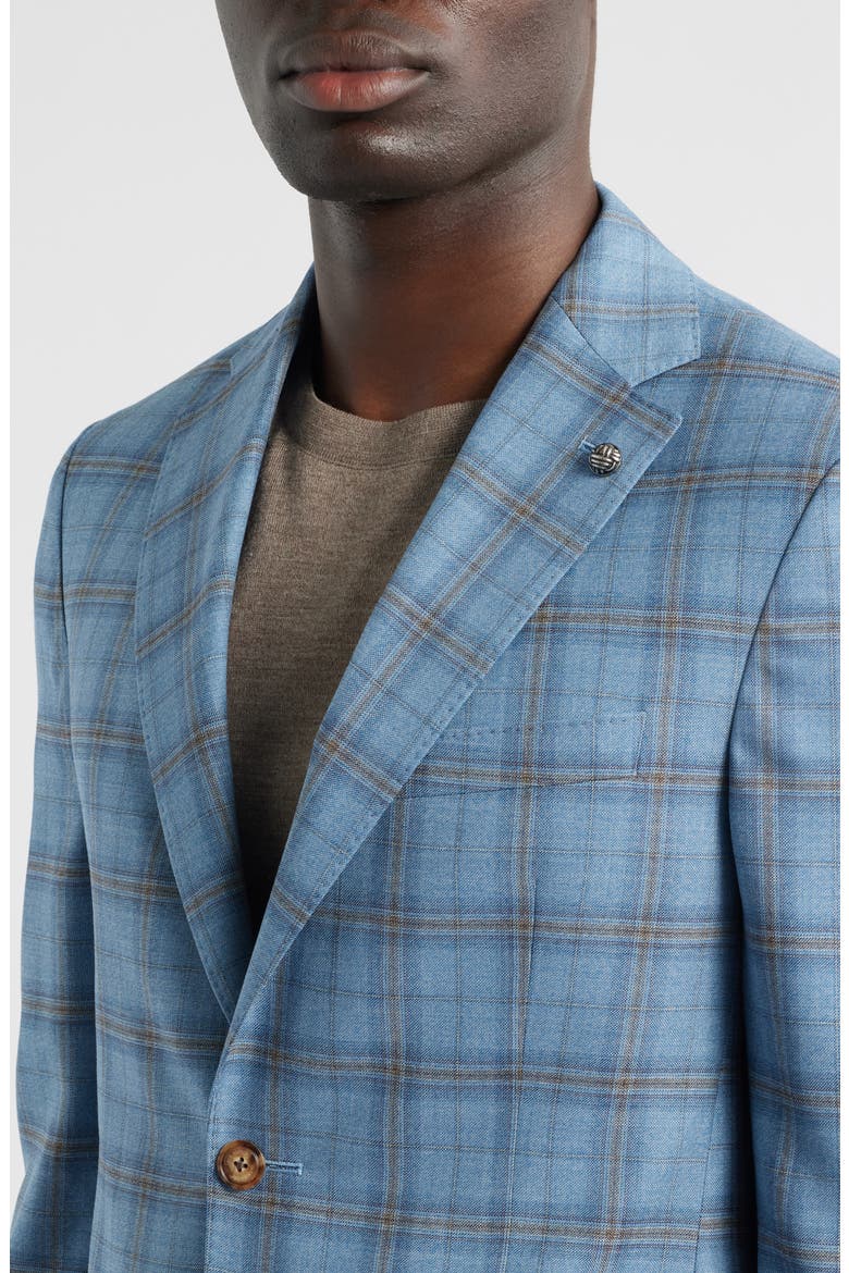 Midland Contemporary Fit Light Blue Plaid Super 120s Wool Sport Coat, Alternate, color, LIGHT BLUE