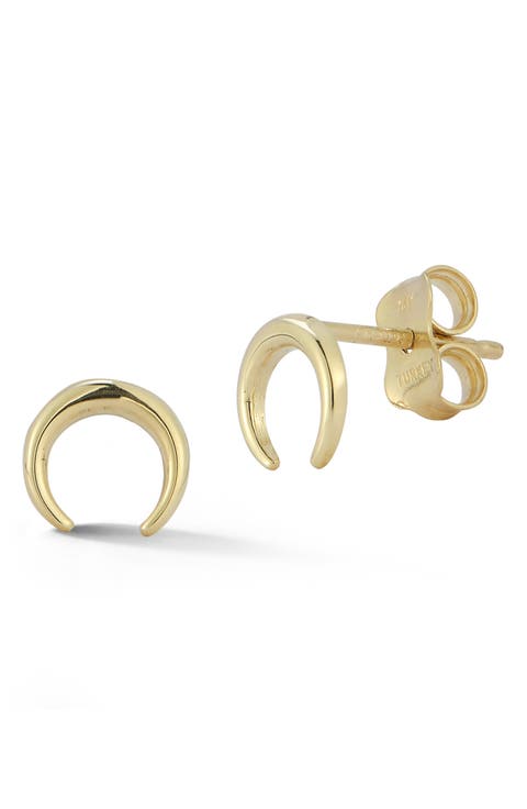 14K Gold Horn Stud Earrings