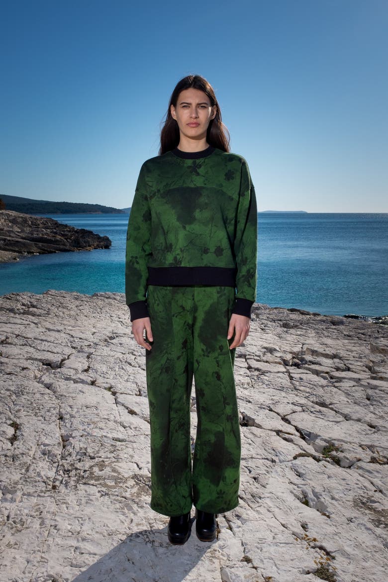 Dionea Crew Floral Print Sweatshirt, Alternate, color, Faskomilo-Green