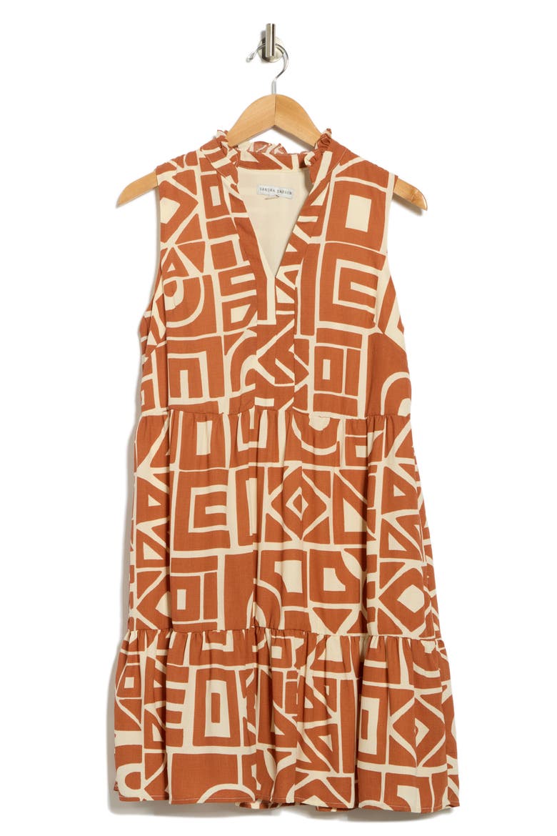Tiered Shift Dress, Alternate, color, OFF WHITE/ RUST
