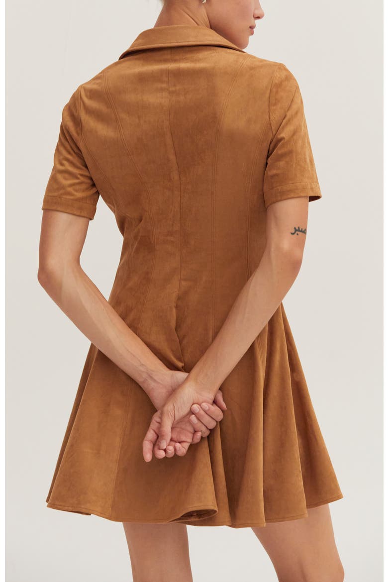 Fit and Flare Polo Suede Mini Dress, Alternate, color, Camel