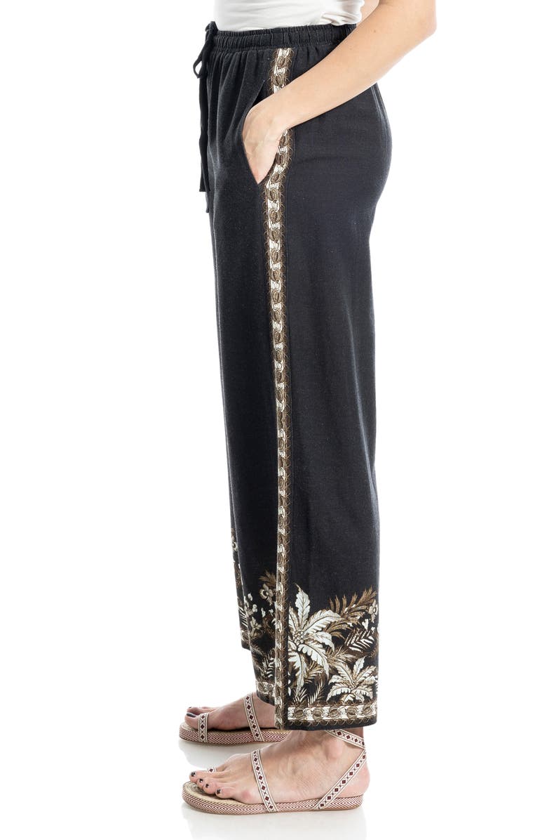 MAX STUDIO Border Print Linen Blend Pants, Alternate, color,