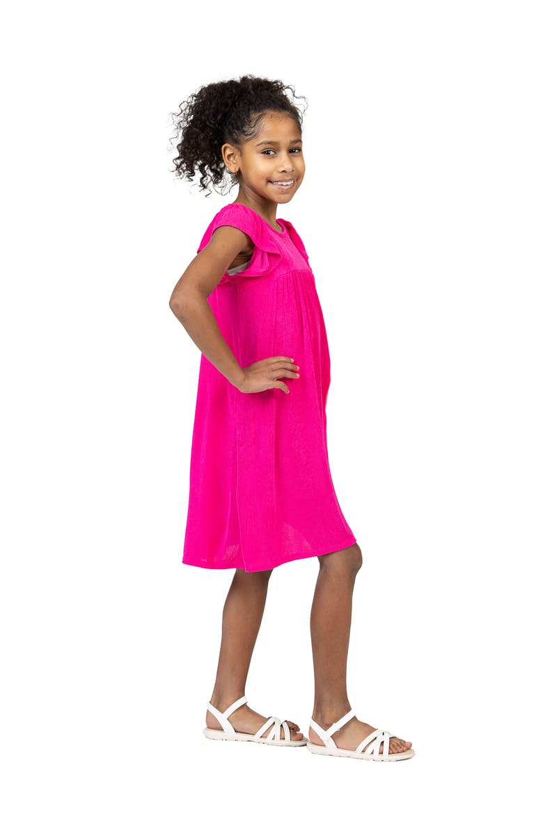 24sevenKid Ruffle Cap Sleeve Knee Length Babydoll Dress, Alternate, color, Pink