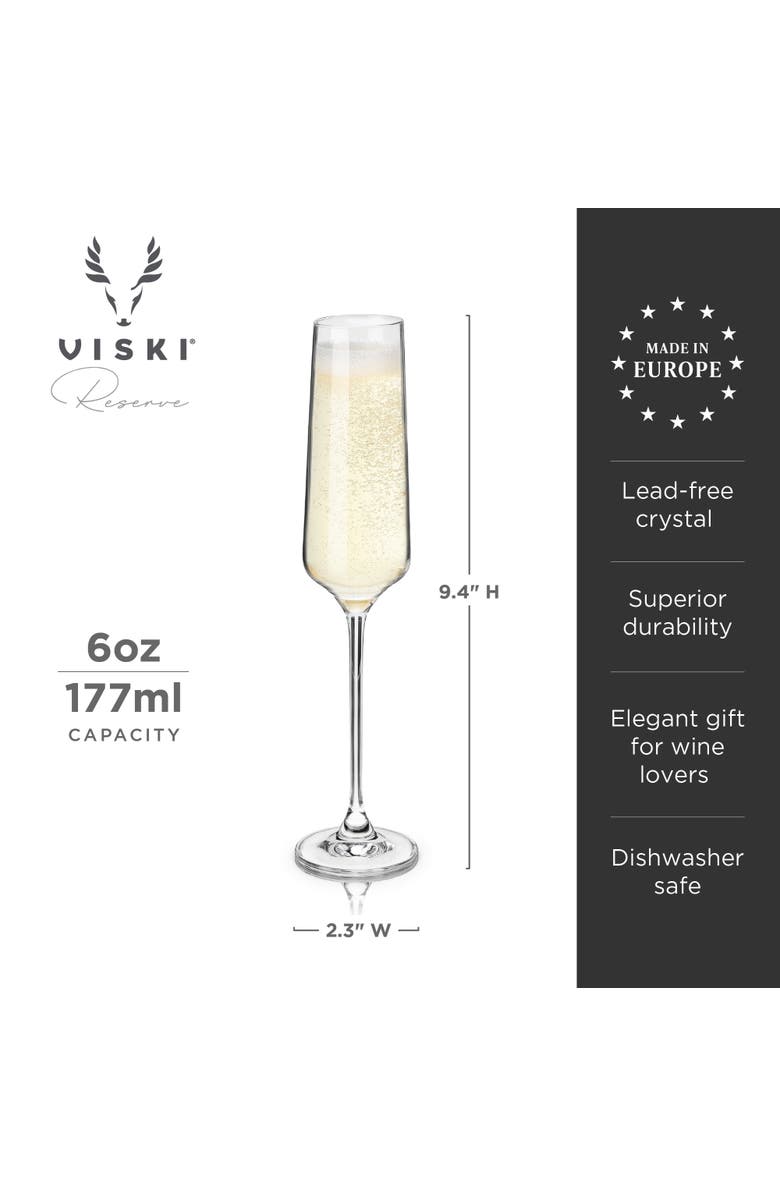 Viski Reserve Inez Crystal Champagne Flutes Set of 4, Alternate, color,