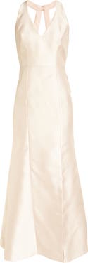 Alfred Sung Halter Satin Trumpet Gown