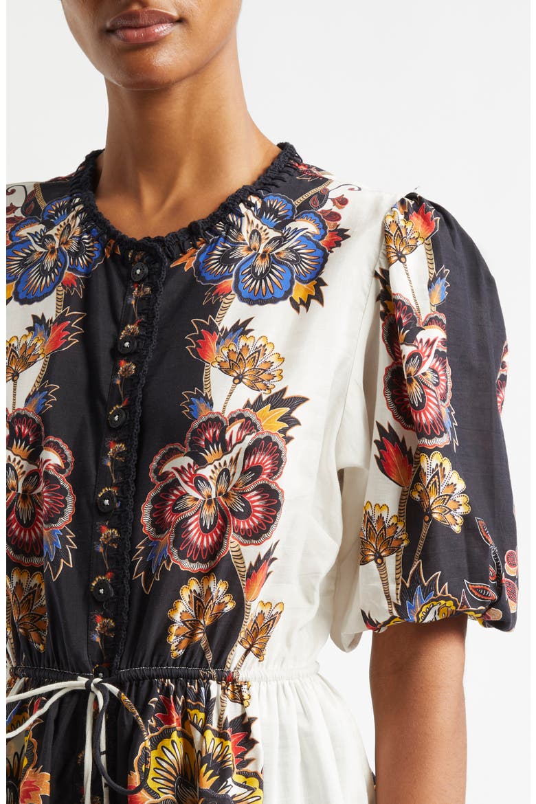Floral Drawstring Waist Top, Alternate, color, MAXI FLORAL OFF-WHITE