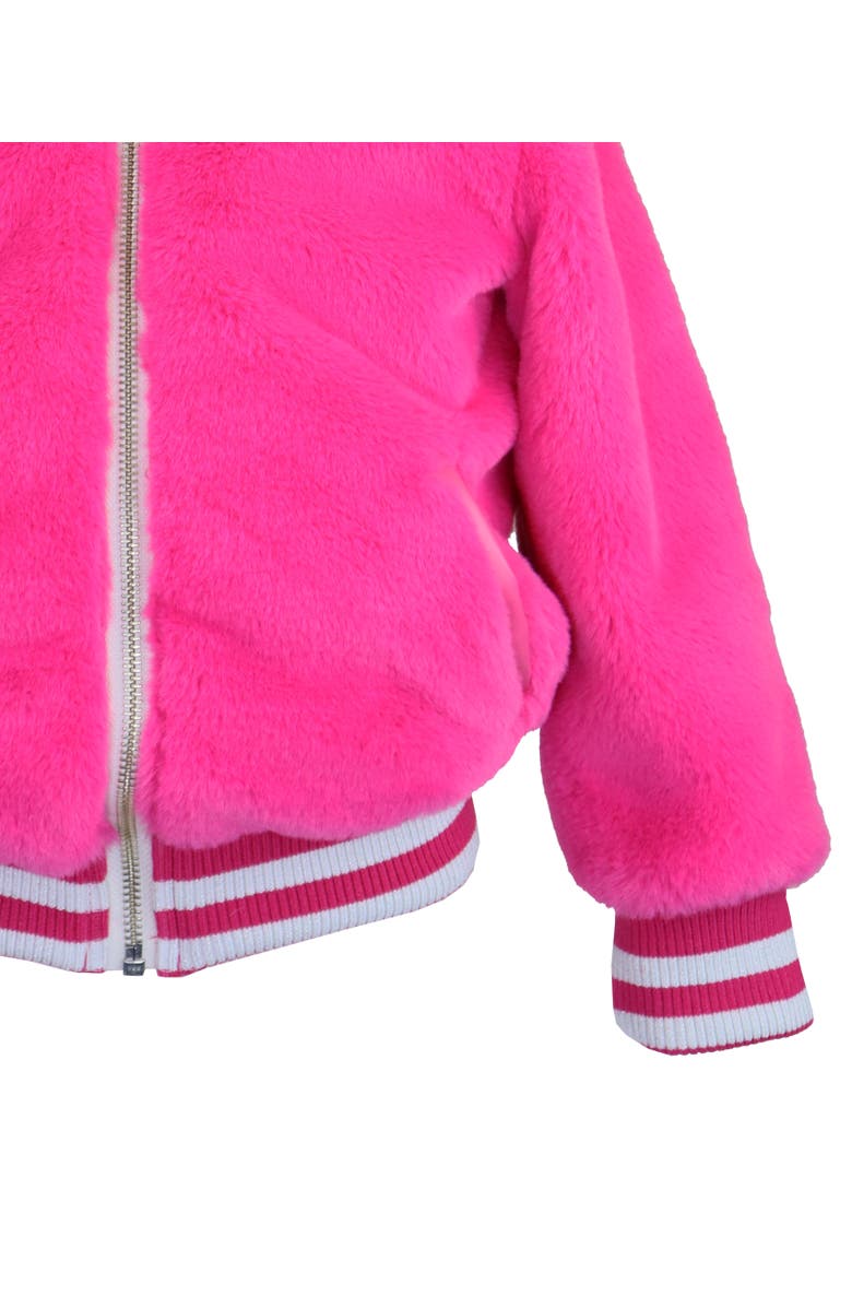 Widgeon Faux Fur Zip Front Varsity Jacket, Alternate, color, Hot Pink Puff