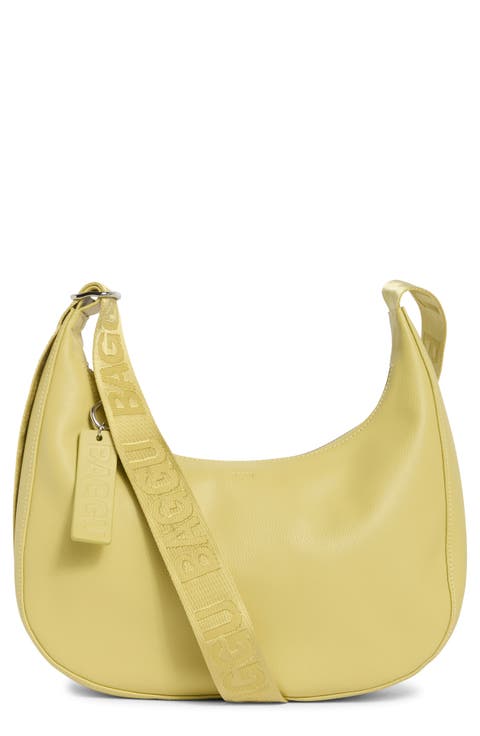 Medium Recycled Leather Crescent Bag