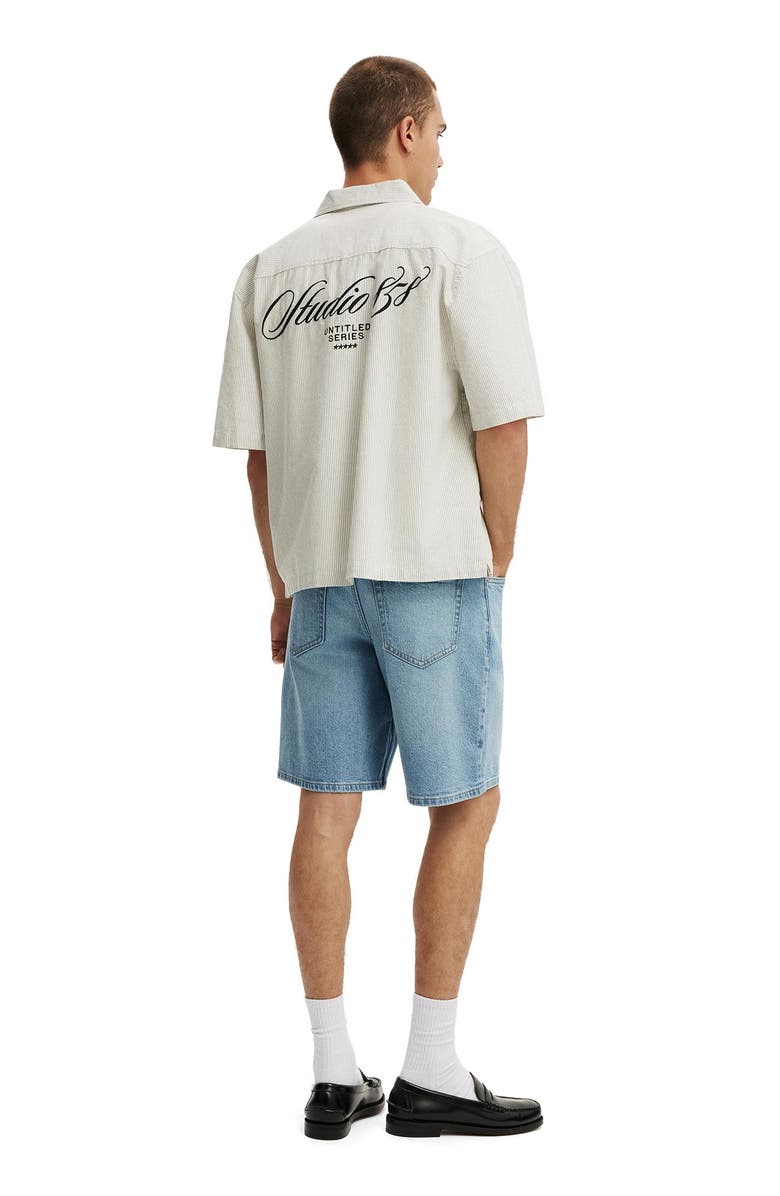 Cotton On Men's Loose Straight Denim Short, Alternate, color, River Blue