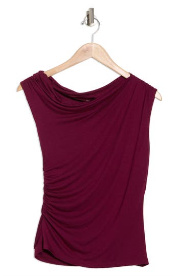 Renee C Off The Shoulder Knit Top In Burgundy