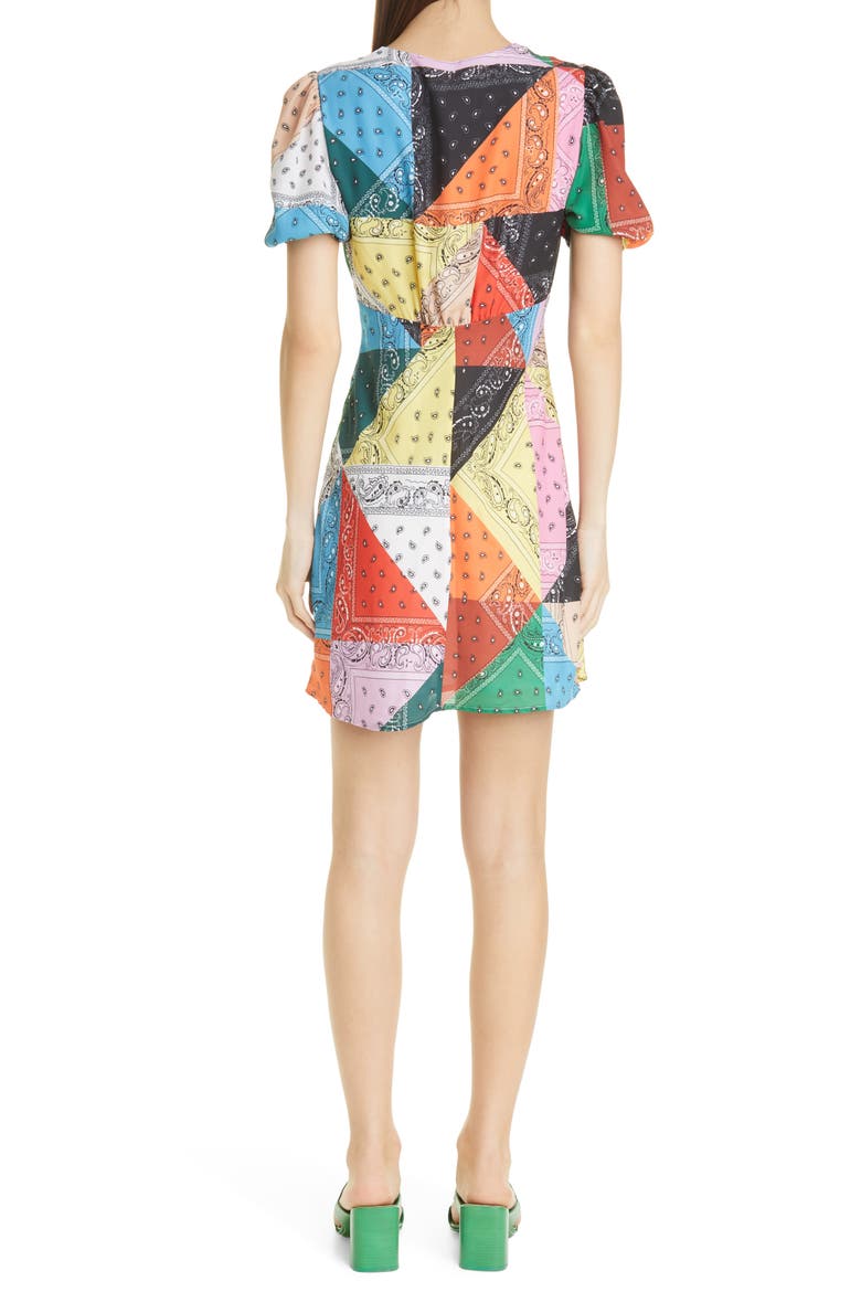Milla Minidress, Alternate, color, PATCHWORK BANDANA RAINBOW