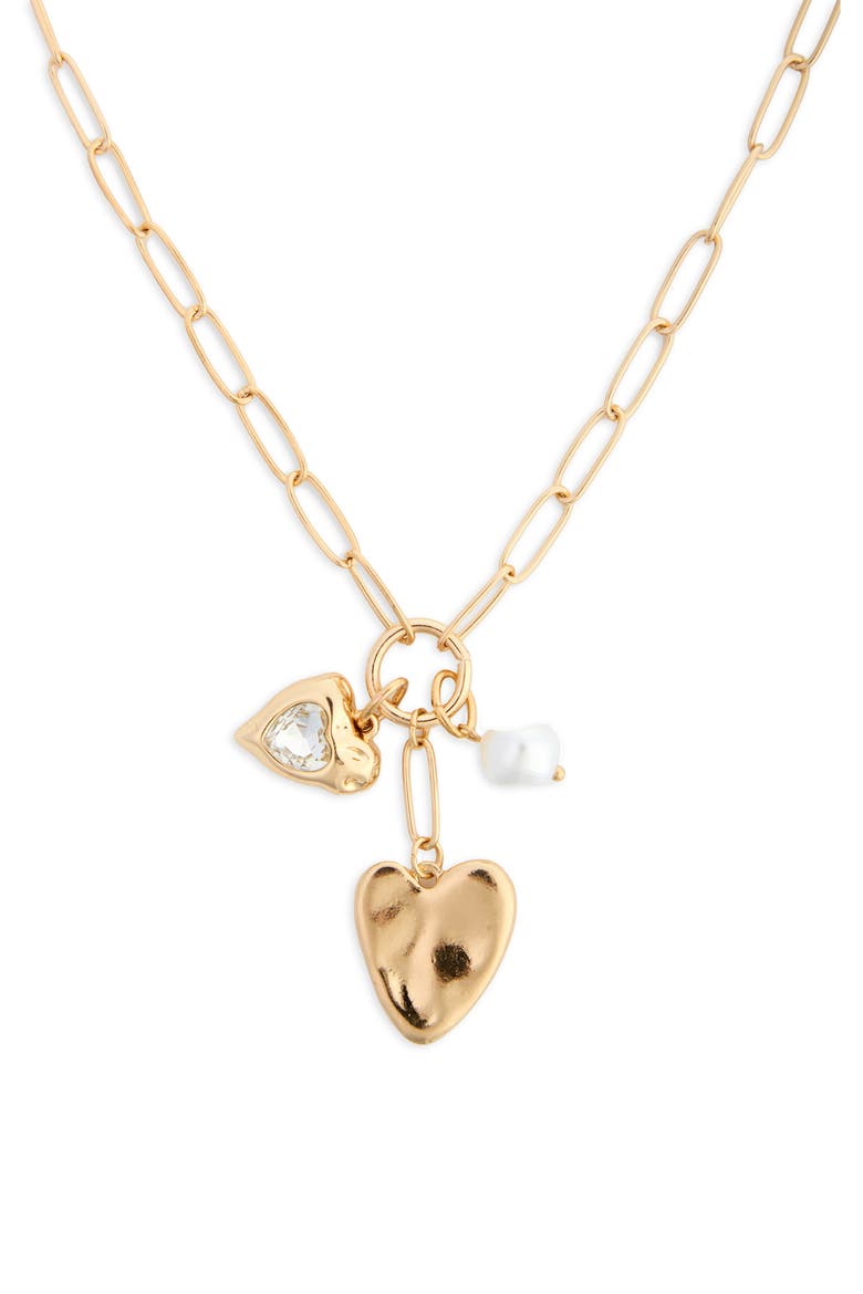 Heart Charm Necklace, Main, color, GOLD