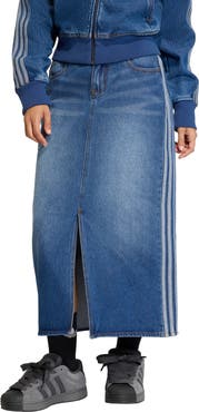 adidas Originals 3-Stripes Denim Midi Skirt