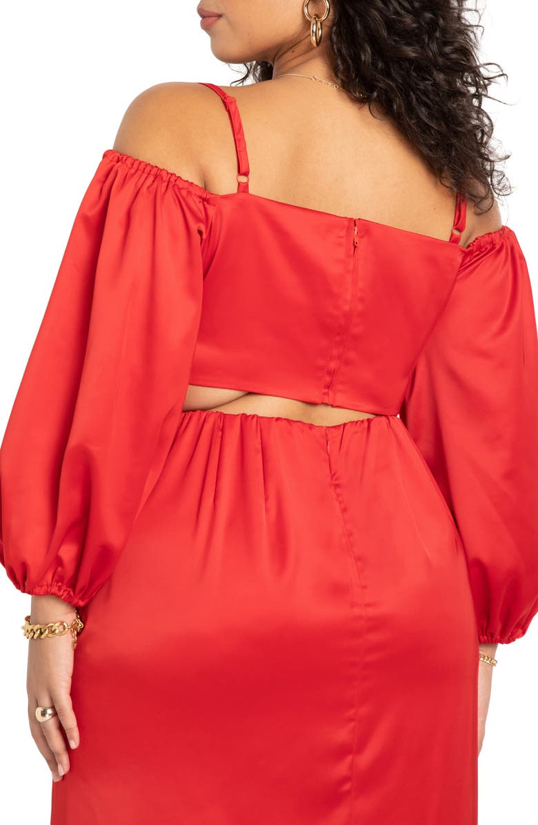 ELOQUII Cold Shoulder Satin Blouse, Alternate, color,