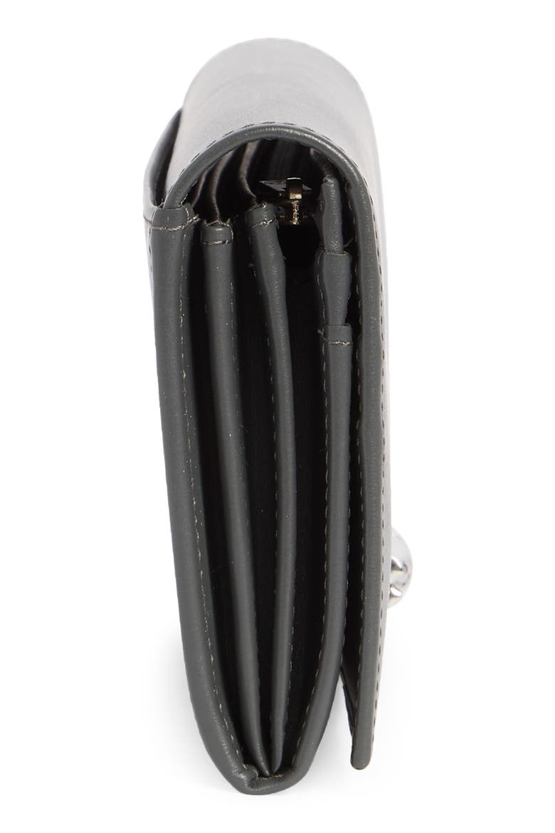 Leather Flap Wallet, Alternate, color, GUNMETAL