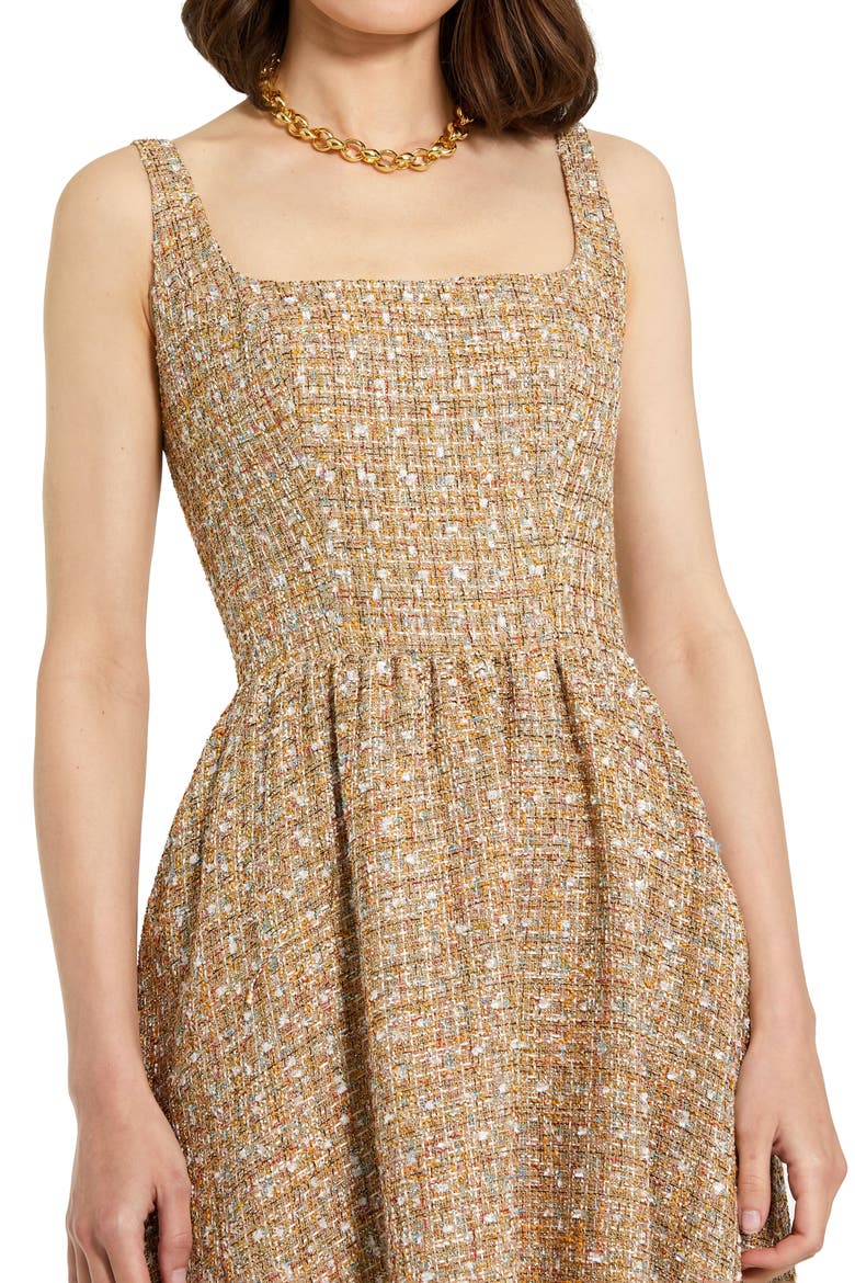 Boucle Sleeveless A-Line Midi Dress, Alternate, color, Latte Multi
