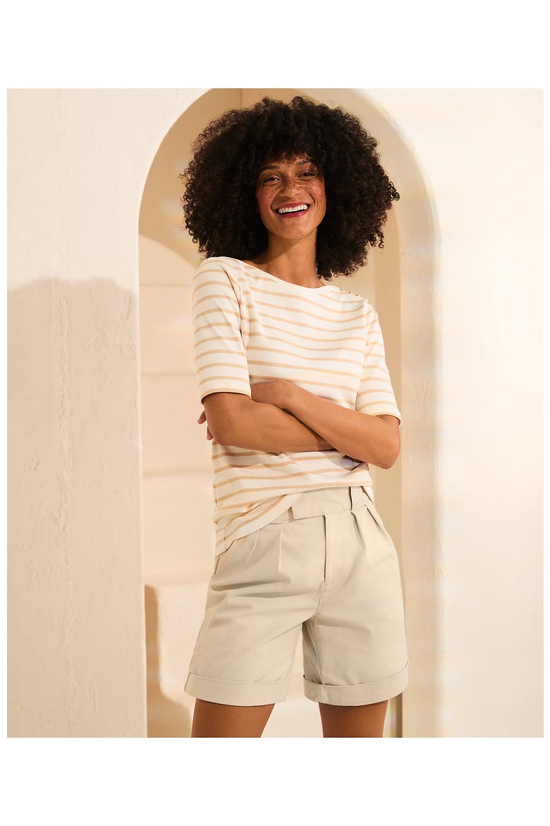 Chino High Rise Pleated 7" Shorts, Alternate, color, Light Stone