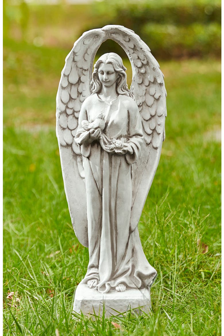 20.5"H MGO Standing Archangel Garden Statue Sculpture, Alternate, color, White