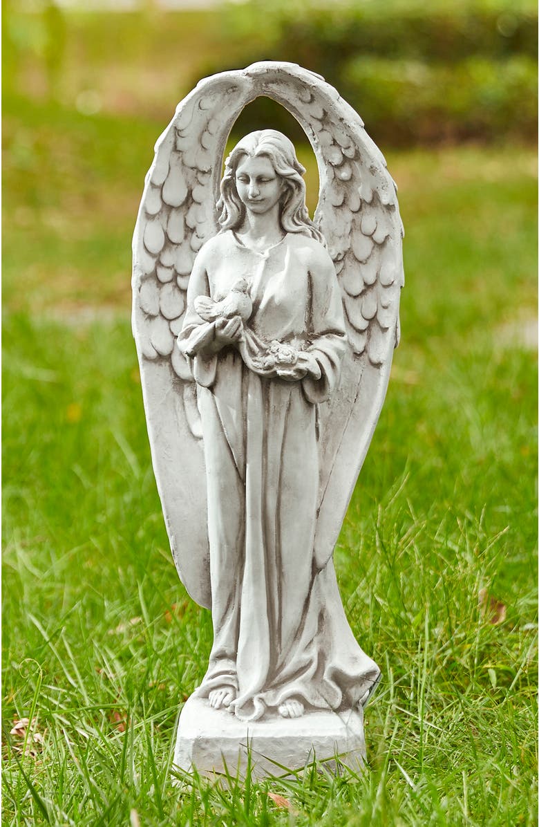 Glitzhome 20.5"H MGO Standing Archangel Garden Statue Sculpture, Alternate, color, White