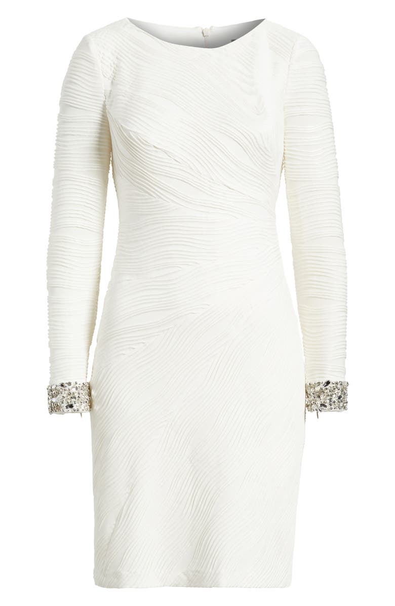 Vince Camuto Foil Wave Long Sleeve Knit Dress, Alternate, color, Ivory
