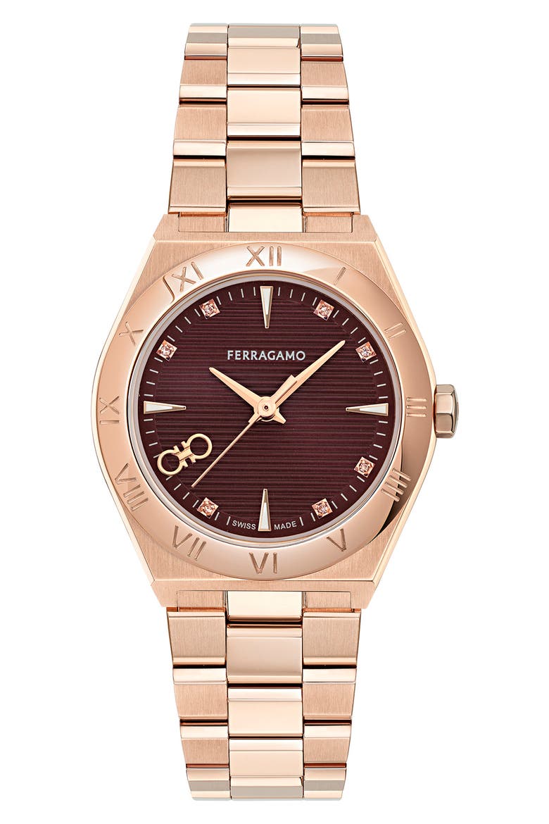 Vega Upper East 2 Diamond Bracelet Watch, 28mm, Main, color, IP ROSE GOLD