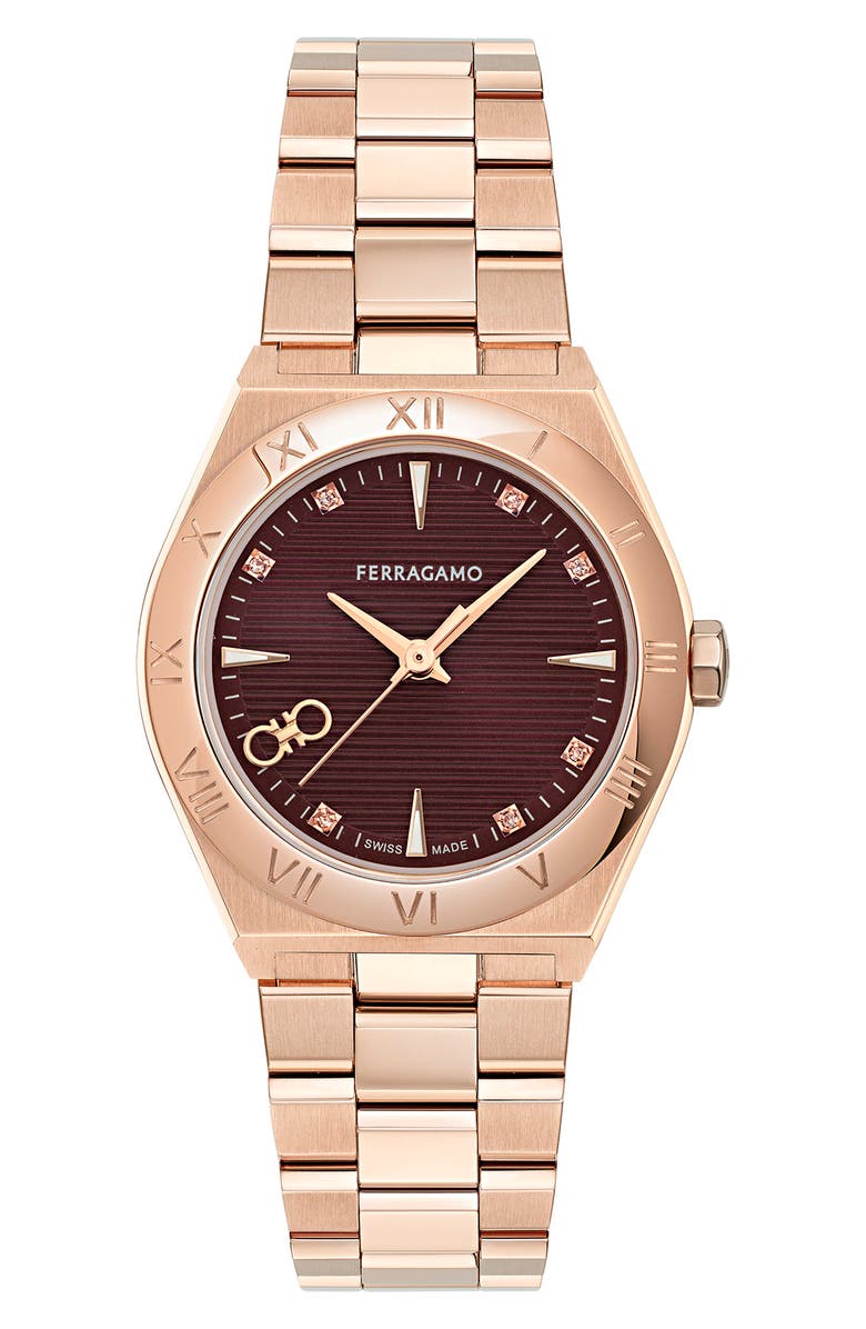 FERRAGAMO Vega Upper East 2 Diamond Bracelet Watch, 28mm, Main, color,