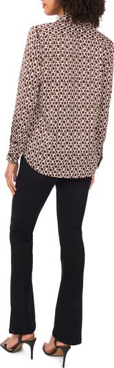 Satin Long Sleeve Button-Up Shirt