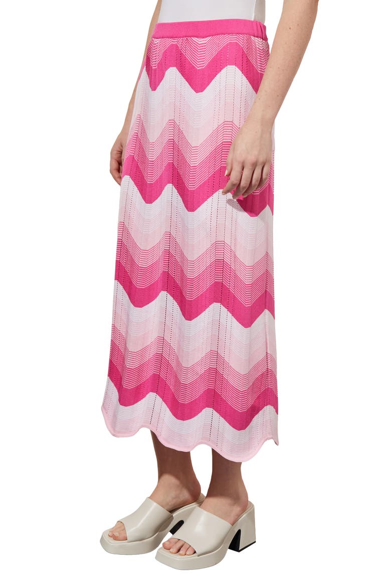 Scallop Stripe Knit Midi Skirt, Alternate, color, CARMINE ROSE MULTI