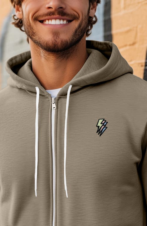 Dalix Lightning Bolt Zip Hoodie In Heather Stone