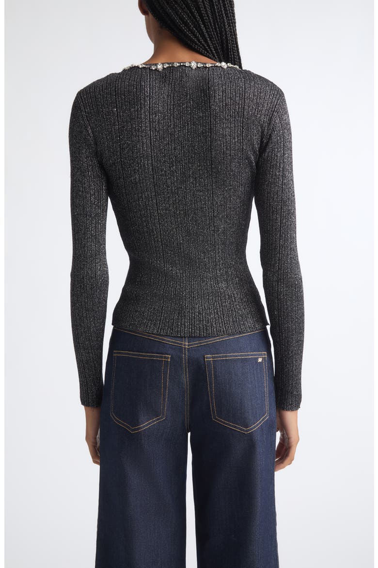 Aminta Embellished Metallic Pullover Sweater, Alternate, color, BLACK/ SILVER