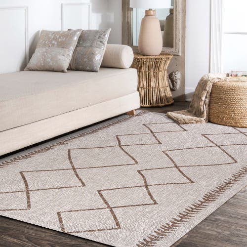 Jonathan Y Derya Diamond Trellis Indoor/outdoor Area Rug In Beige/brown