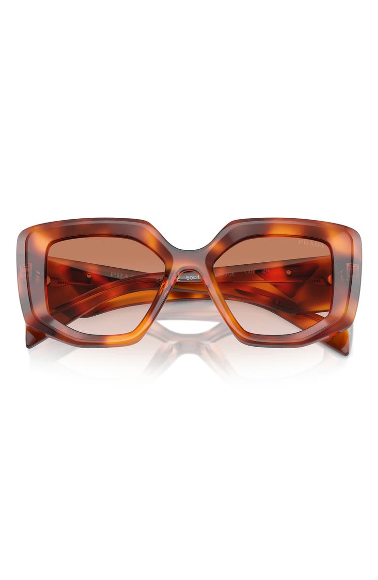 Prada 50mm Rectangular Sunglasses, Alternate, color, Brown Grad