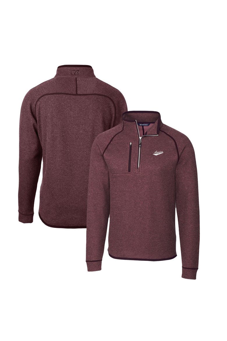 Men's Cutter & Buck Crimson New Mexico State Aggies Mainsail Sweater-Knit Half-Zip Pullover Jacket, Alternate, color, Burgundy
