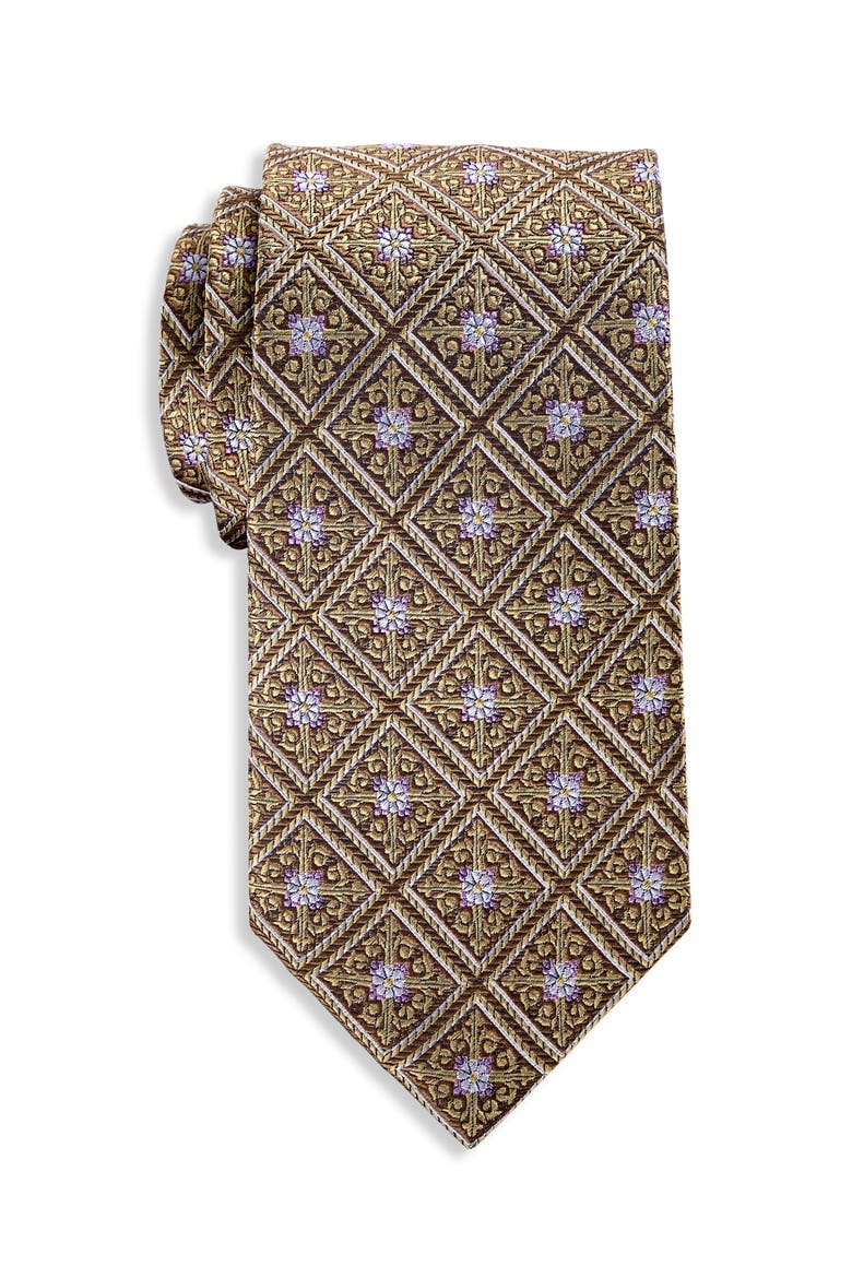 Big & Tall Medallion Silk Tie, Main, color, TAN